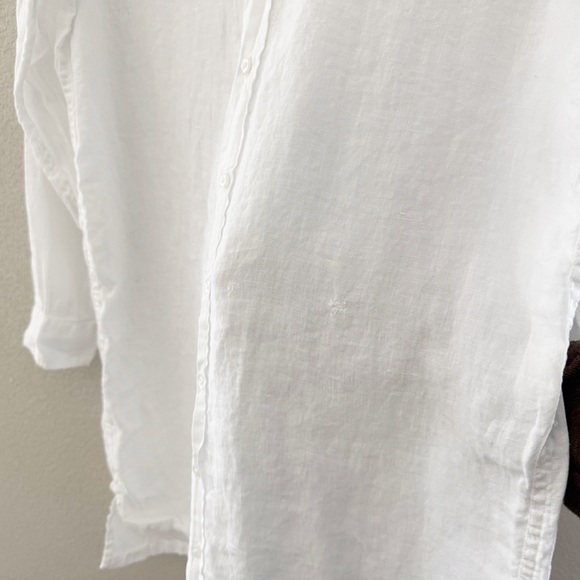 Frank and Eileen Hunter Linen Shirt Dress Med White Long Sleeve Casual Coastal - Picture 8 of 13